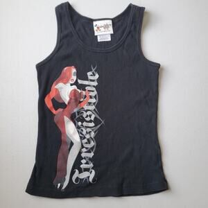 Y2K Jessica Rabbit Disney Tank Top RARE Women Medium Black Knit Cotton Fitted